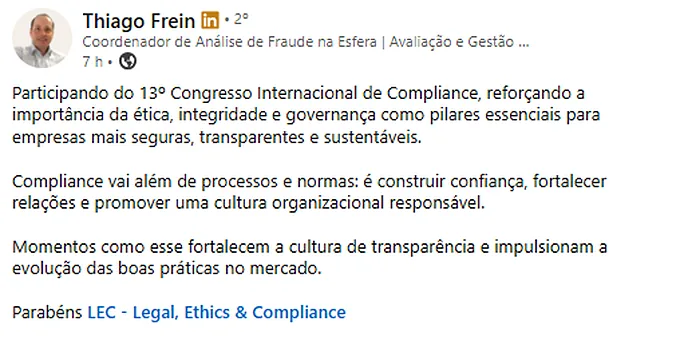 Depoimento de participante da 13ª edição