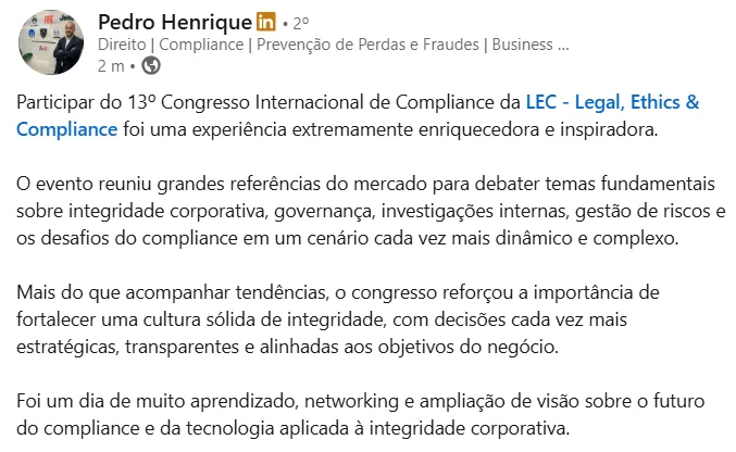 Depoimento de participante da 13ª edição