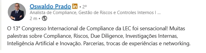Depoimento de participante da 13ª edição
