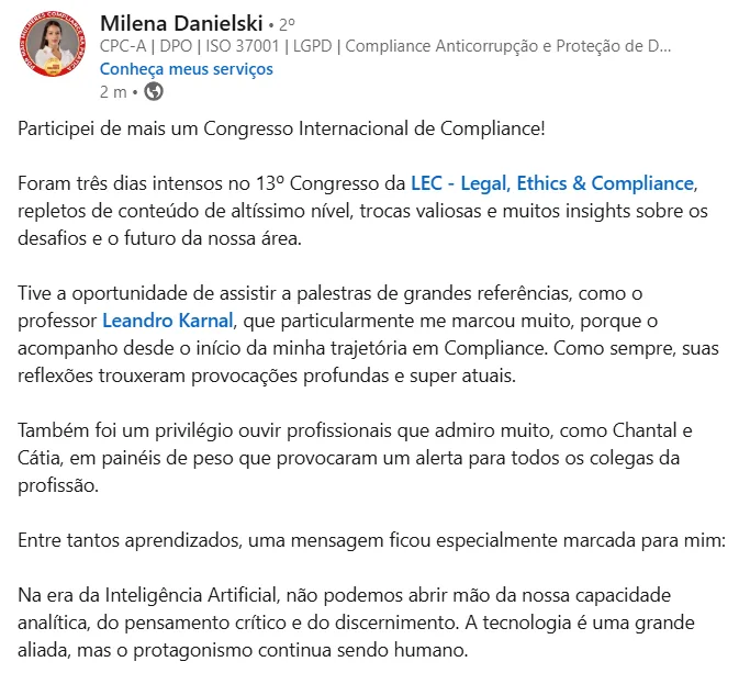 Depoimento de participante da 13ª edição