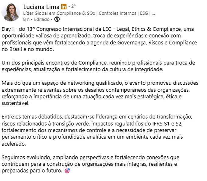 Depoimento de participante da 13ª edição
