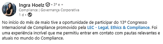 Depoimento de participante da 13ª edição